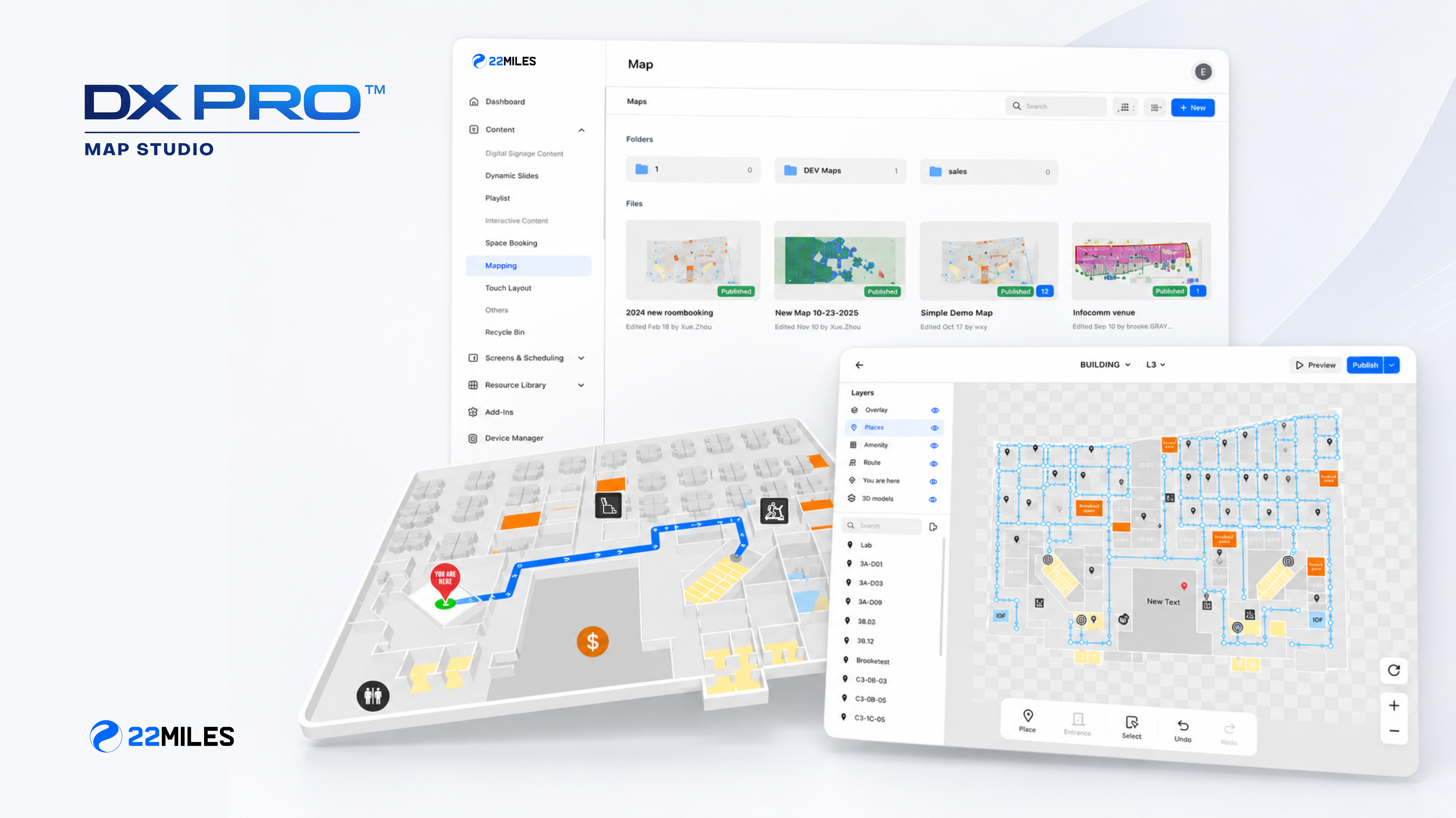 22Miles DX Pro Visual Experience Platform Map